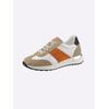 Sneaker HEINE, Damen, Gr. 39, orange (weiß, orange), Leder, Rindsleder, Veloursleder, Veloursleder, modisch, Schuhe