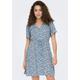 Minikleid ONLY "ONLEVIDA S/S SHORT DRESS WVN NOOS", Damen, Gr. M (38), N-Gr, blau (provincial blau aop:sadie flower), Web, Obermaterial: 100% Viskose, bedruckt, casual, regular fit kurz, V-Ausschnitt, Kurzarm, Kleider