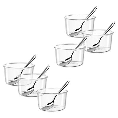 Schale LEONARDO "VETRO, Ø 9 cm, 6 Schalen + 6 Eislöffel", transparent, H:5,5cm Ø:9,3cm, Glas, Schüsseln, spülmaschinengeeignet Image