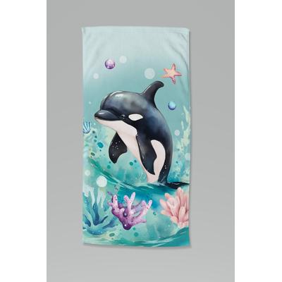 Strandtuch GOOD MORNING "Splash", grün (mintgrün), B:75cm L:150cm, Velours, Velours, Handtücher (Packung), Kinder Strandtuch, Mikrofaser, Velours, saugfähig, weich, leicht, bunt Image