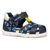 Lauflernschuh GEOX "B SANDAL ZAPITO BOY", Kinder, Gr. 21, blau (navy, gelb), Synthetik, sportlich, Schuhe, Babyschuh, Sandale, Klettschuh mit süßem Roboter Motiven