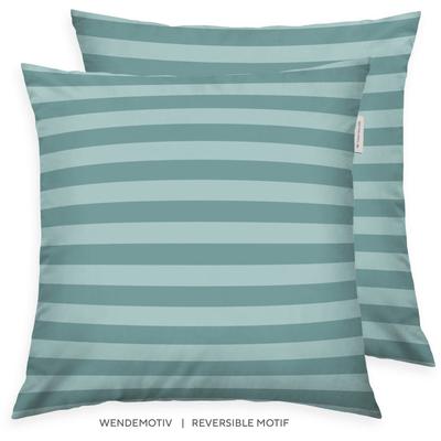 Kissenhülle TOM TAILOR HOME "new bedroom, MEDIUM STRIPES, 40x40cm oder 40x80cm", fresh sage, smokey sage, B:40cm L:40cm, Renforcu00e9, Obermaterial: 100% Baumwolle, Kissenbezüge, mit farbigem Markenreißverschluss Image