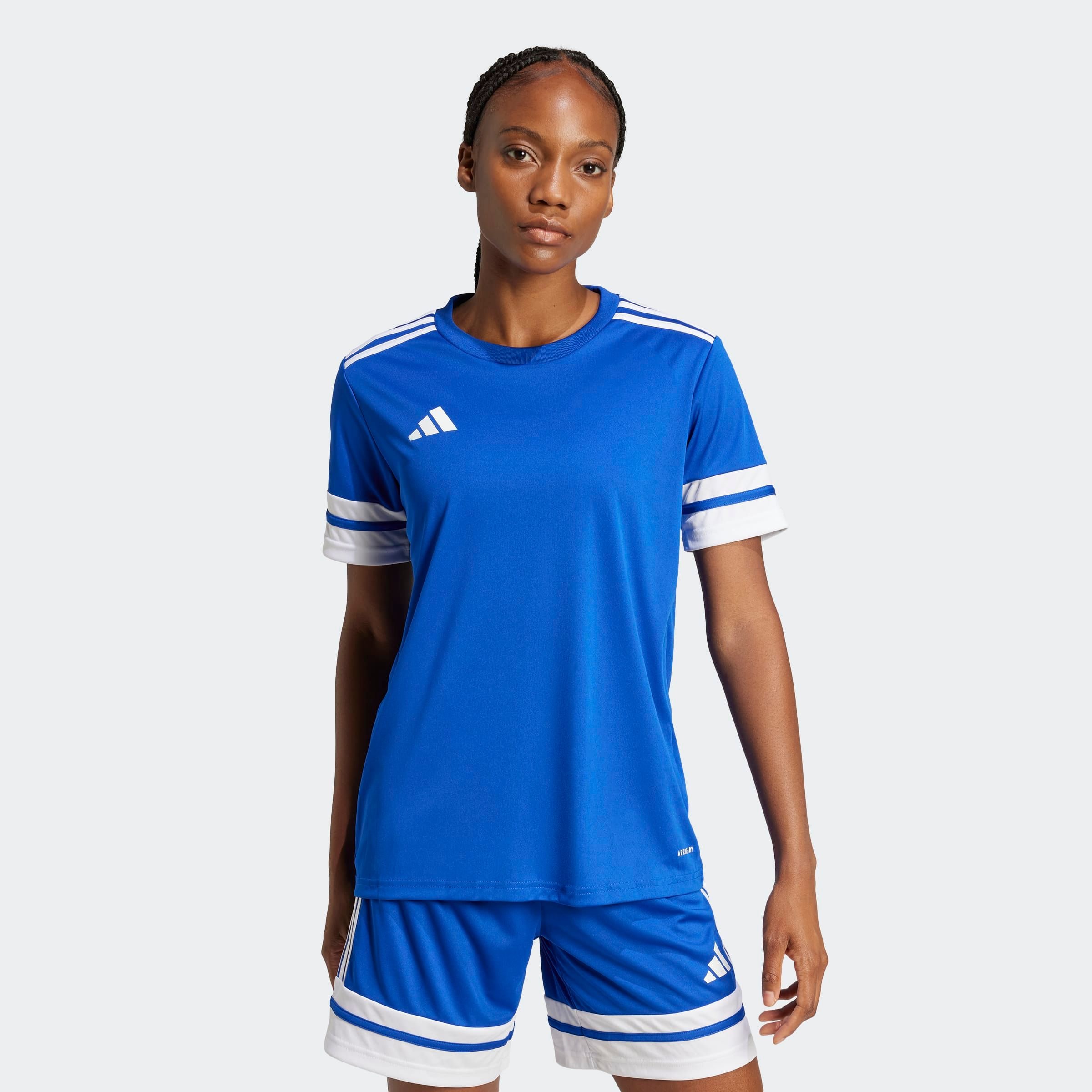 Fußballtrikot ADIDAS PERFORMANCE "SQUA25 JSY W", Damen, Gr. XL, blau (royal blau, weiß), Obermaterial: 100% Polyester, Rundhals, Trikots Fußballtrikot