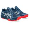 Hallenschuh ASICS "GEL-POWERBREAK GS", Gr. 38, mako blau, weiß, Synthetik, sportlich, Schuhe, für Hallensport