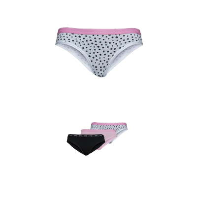 Slip FILA "WOMAN BRIEF", Damen, Gr. XS, schwarz, rosa, weiß gepunktet, Obermaterial: 95% Baumwolle, 5% Elasthan, unifarben, gepunktet, bedruckt, bequem, Unterhosen, 2x uni, 1x gemustert Image