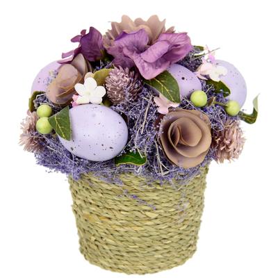 Kunstblume I.GE.A. "Gesteck Ei/Trockenblumen", lila (violett), B:18cm H:17cm L:18cm, Kunststoff, Kunstpflanzen, Im Topf Hortensie Ostergesteck Osterdeko Oster-Ei Arrangement Deko Image
