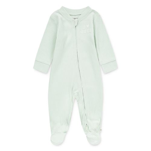 Strampler HUGGIES BABYWEAR, Baby, Gr. 2 (62), N-Gr, grün (subtle grün), Obermaterial: 100% Baumwolle, Strukturmuster, casual, regular fit, Langarm Rippbündchen, Overalls, mit Logo Schriftzug