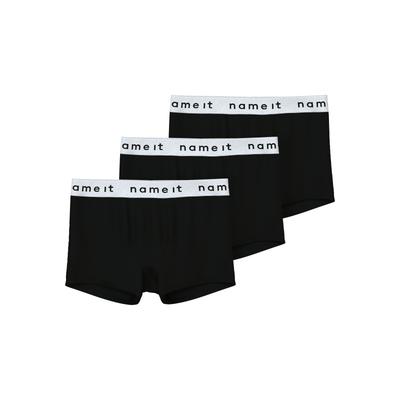 Trunk NAME IT "NKMBOXER 3P NOOS", Kinder, Gr. 116, schwarzdetail:hellweiß waistband, Jersey, Obermaterial: 95% Baumwolle, 5% Elasthan, unifarben, eng, Unterhosen Image