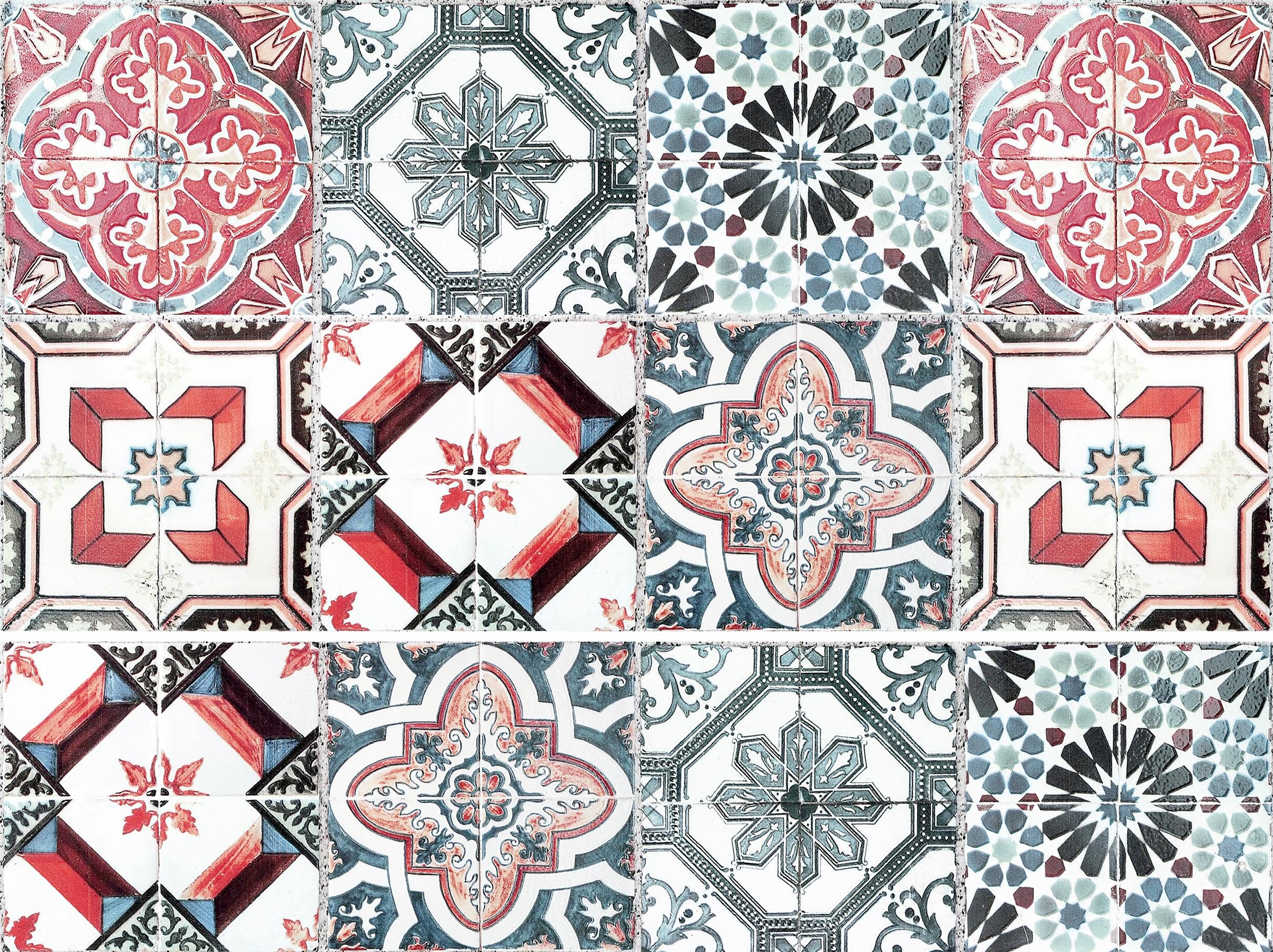 Fliesenaufkleber HOME AFFAIRE "Ornamente", rot (rot, blau), B:12cm H:15cm, Fliesenaufkleber, Stickerfliesen, selbstklebend, Sticker, 12er Set Image