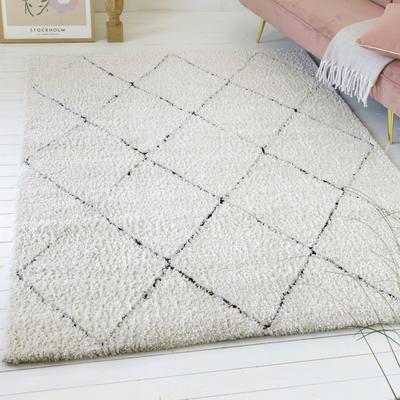 Hochflor-Teppich MY HOME "Aveline, auch als Läufer erhältlich", beige, B:80cm H:35mm L:150cm, Polypropylen, Teppiche, Langflor, Shaggy im Berber Stil, geometrisch, Raute, Wohnzimmer Image