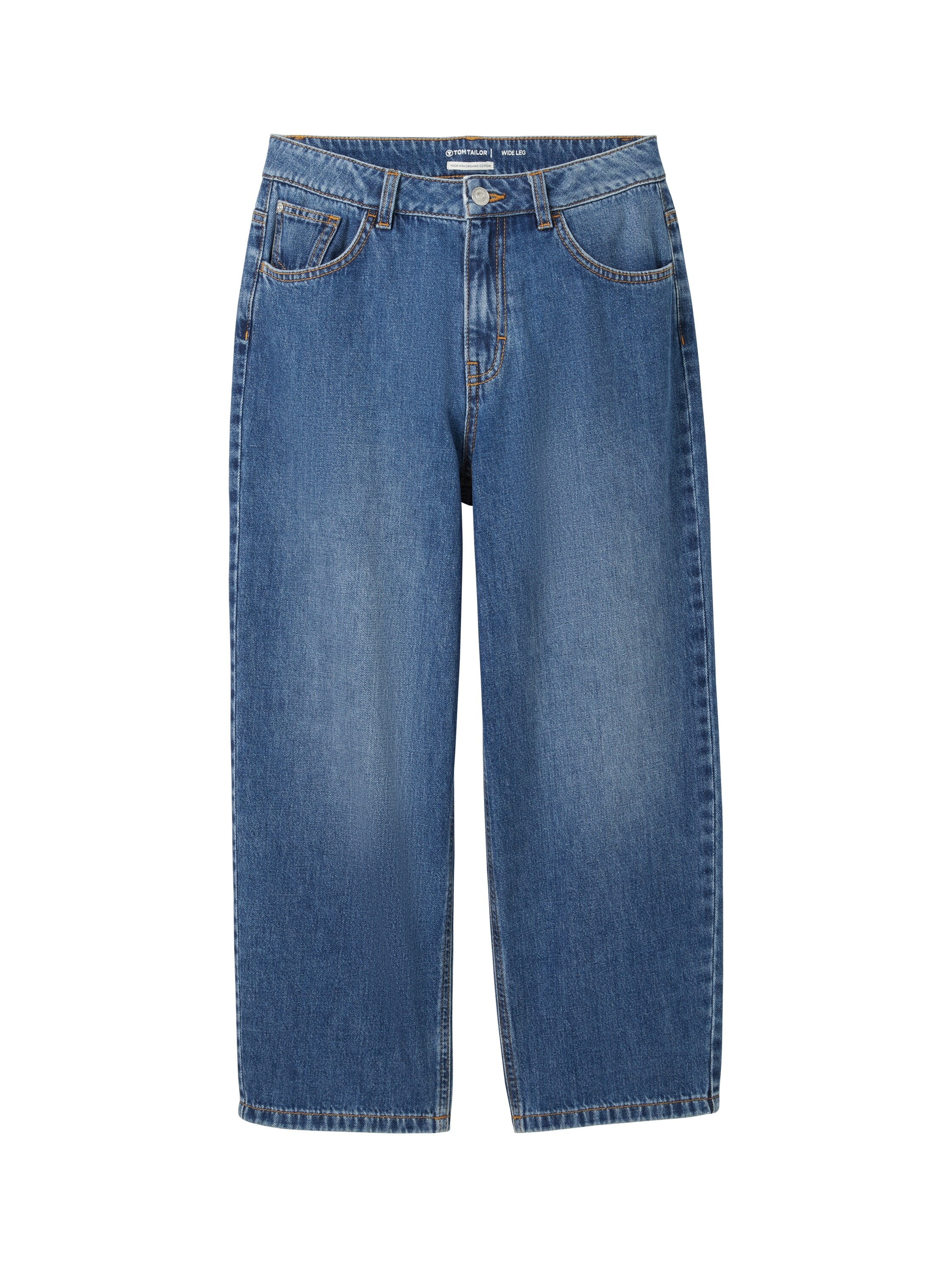 5-Pocket-Jeans TOM TAILOR, Jungen, Gr. 158, N-Gr, blau (blau denim), Denim/Jeans, Obermaterial: 100% Baumwolle, unifarben, bequem lang, Jeans 5-Pocket-Jeans, Baggy Jeans- mit ausgestelltem Bein