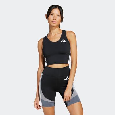Tanktop ADIDAS PERFORMANCE "TE 3S CROP TANK", Damen, Gr. M, schwarz-weiß (schwarz, weiß), Obermaterial: 85% Polyester, 15% Elasthan, sportlich, Tops Image