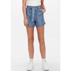 Shorts ONLY "ONLBEA SMILLA HW PB LOOSE DNM SHORTS", Damen, Gr. M (38), N-Gr, blau (medium blau denim), Web, Obermaterial: 65% Baumwolle, 35% Lyocell, unifarben, casual, regular fit, Hosen, im Denim Look
