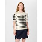 Strickpullover Y.A.S "YASLENA SS KNIT PULLOVER S. NOOS", Damen, Gr. XXL (44), beige (birch stripes:schwarz stripes), Strick, Obermaterial: 75% Viskose, 25% Nylon, gestreift, modisch, regular fit normal, Rundhals, Kurzarm, Pullover