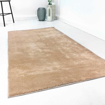 Teppich HOMIE LIVING "Lago", beige, B:80cm H:19mm L:150cm, Polyester, Teppiche, Kurzflor, Uni Farben, ideal im Wohnzimmer & Schlafzimmer Image