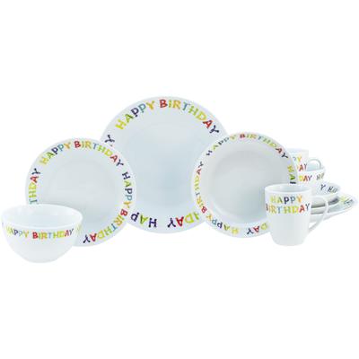 Kombiservice CREATABLE "Happy Birthday, Kombi-Service 10-tlg.", bunt (weiß, bunt), 10 tlg., Porzellan, Geschirr-Sets, Fröhliches buntes Geschirr, Für alle Geburtstagsfeierlichkeiten Image