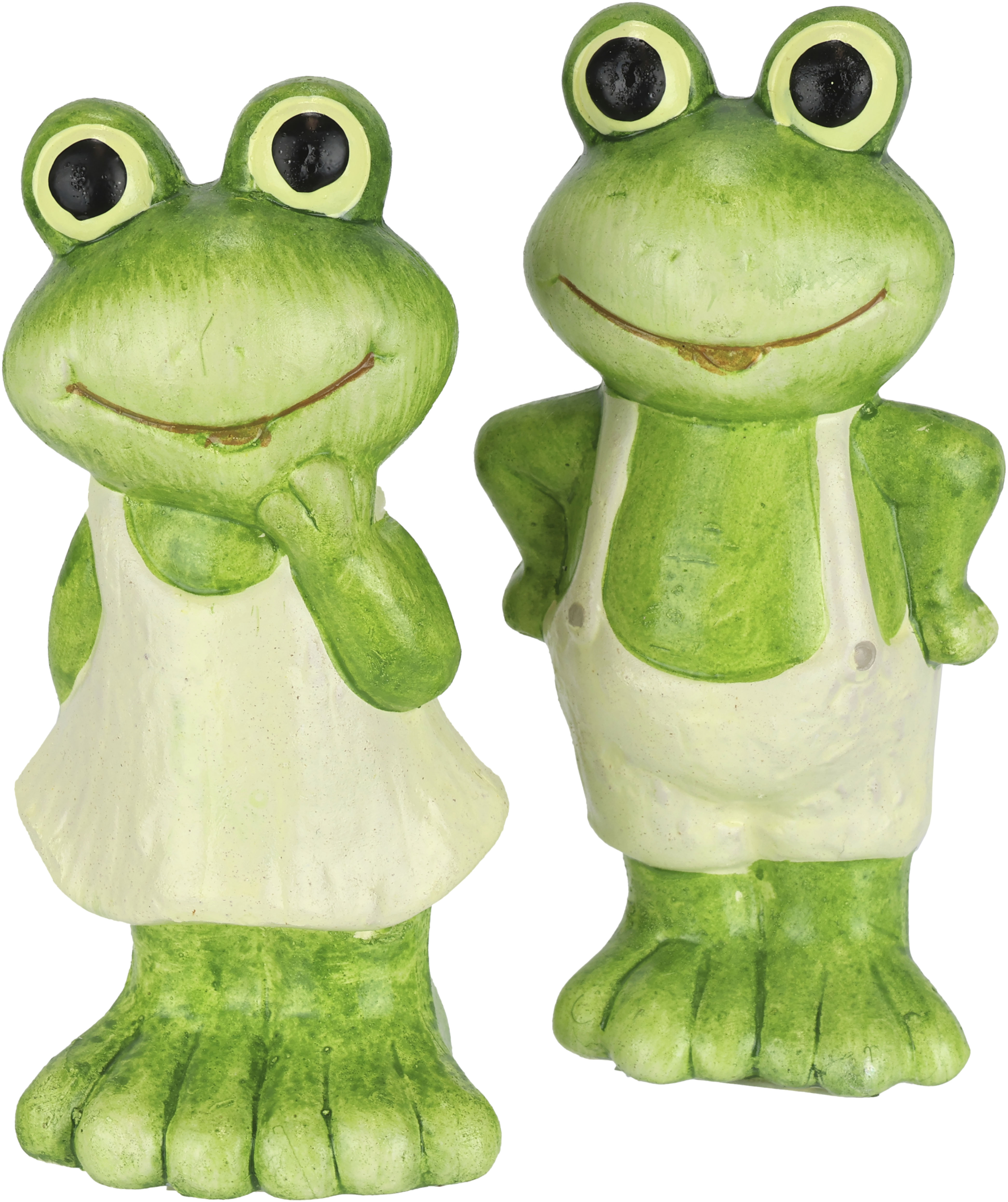 Dekofigur I.GE.A. "Figur Frosch", grün (grün, weiß), B:6cm H:13cm, Terrakotta, Dekofiguren, Dekofigur Gartendeko Tierfigur Garten Deko Statue Gartenfigur Image