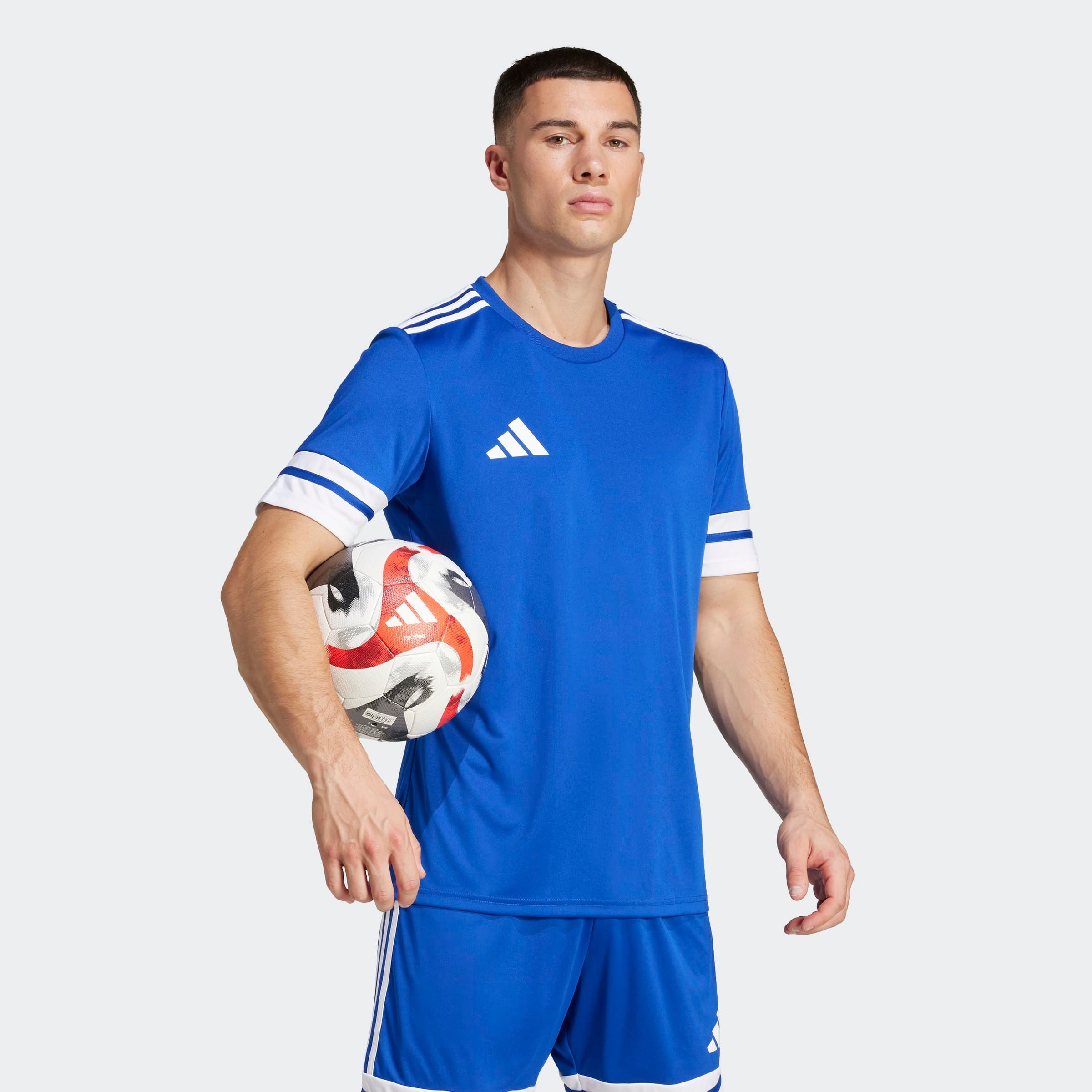 Fußballtrikot ADIDAS PERFORMANCE "SQUA25 JSY M", Herren, Gr. L, blau (royal blau, weiß), Obermaterial: 100% Polyester, Rundhals, Trikots Fußballtrikot