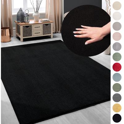 Teppich MY HOME "Arabell, Kunstfellteppich" Gr. 1, schwarz, B:60cm H:16mm L:110cm, Polyester, Teppiche, flauschig, kuschelig, Felloptik, Anti-Rutsch-Unterseite, Waschbar Image