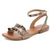 Sandale LASCANA "Sommerschuh", Damen, Gr. 43, gold (antikgoldfarben), Obermaterial: 100% Ziegenleder. Futter: 100% Schweinsleder. Decksohle: 100% Rindsleder. Laufsohle: 100% Synthetik, metallic, glänzend, unifarben, modisch, Schuhe Riemchensandale,...