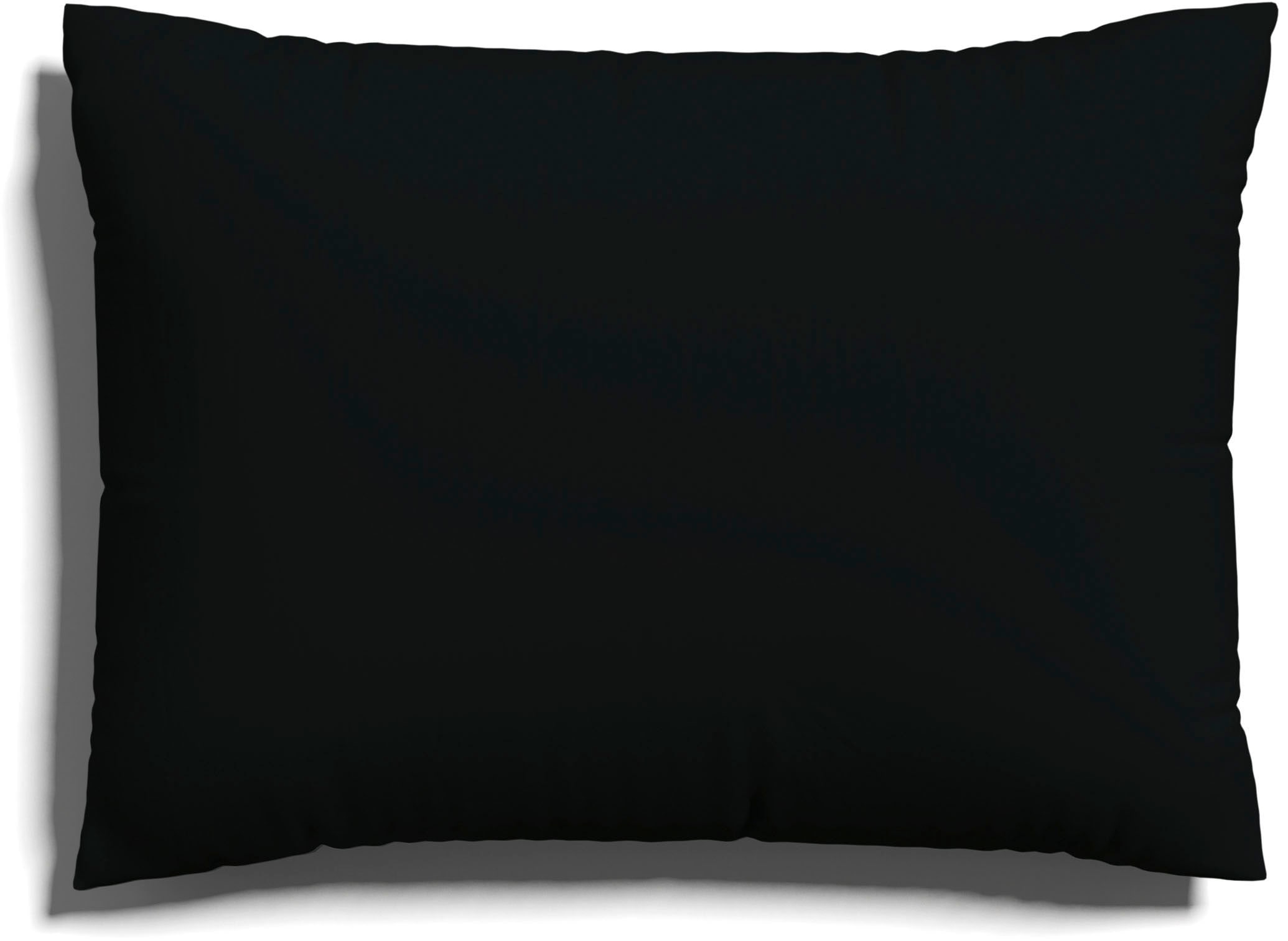 Kissenbezug SCHLAFGUT "EASY Jersey", schwarz (off, schwarz), B:40cm L:60cm, Jersey, Obermaterial: 100% Baumwolle, Kissenbezüge, Kissenhülle mit Reißverschluss, weich und saugfähig, Kissenbezug Image