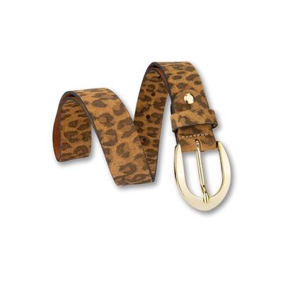 Ledergürtel BERND GÖTZ, Damen, Gr. 85, braun (cognac), Rindsleder, animal-print, modisch, Gürtel, mit Leopardenprint Image
