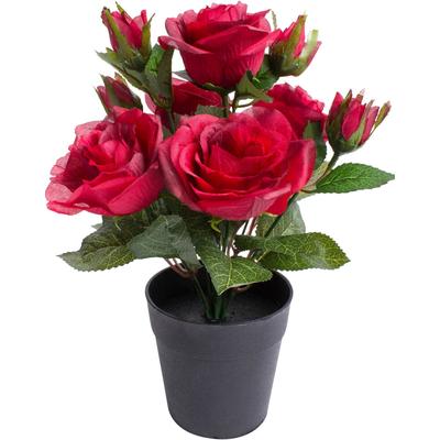 Kunstblume BOTANIC-HAUS "Rosenbusch", rot, B:20cm H:27cm T:20cm Ø:20cm, Kunststoff, Kunstpflanzen Image