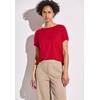 T-Shirt STREET ONE, Damen, Gr. 44, rot (glory rot), Stoff, 96% Viskose, 4% Elasthan, unifarben, casual, comfort fit normal, U-Boot-Ausschnitt, ohne Ärmel Bündchen, Shirts, mit U-Boot-Ausschnitt