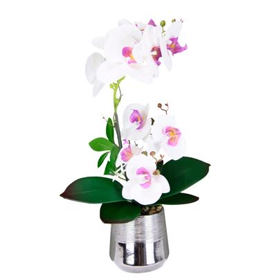 Kunstorchidee I.GE.A. "Phalaenopsis Orchidee im Topf", rosa (weiß, rosa), B:20cm H:42cm L:14cm, Polyester, Kunstpflanzen, Kunstblume mit Blätter Blume Kunstpflanze Deko Seidenblume Real Touch Image