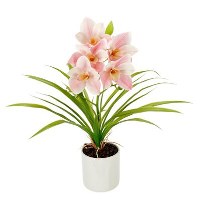 Kunstorchidee I.GE.A. "Orchidee Phalaenopsis im Topf", rosa (hellrosa), B:35cm H:40cm L:22cm, Polyester, Kunstpflanzen, Blume Kunstblume Seidenblumen Hochzeit Deko Blüte Image