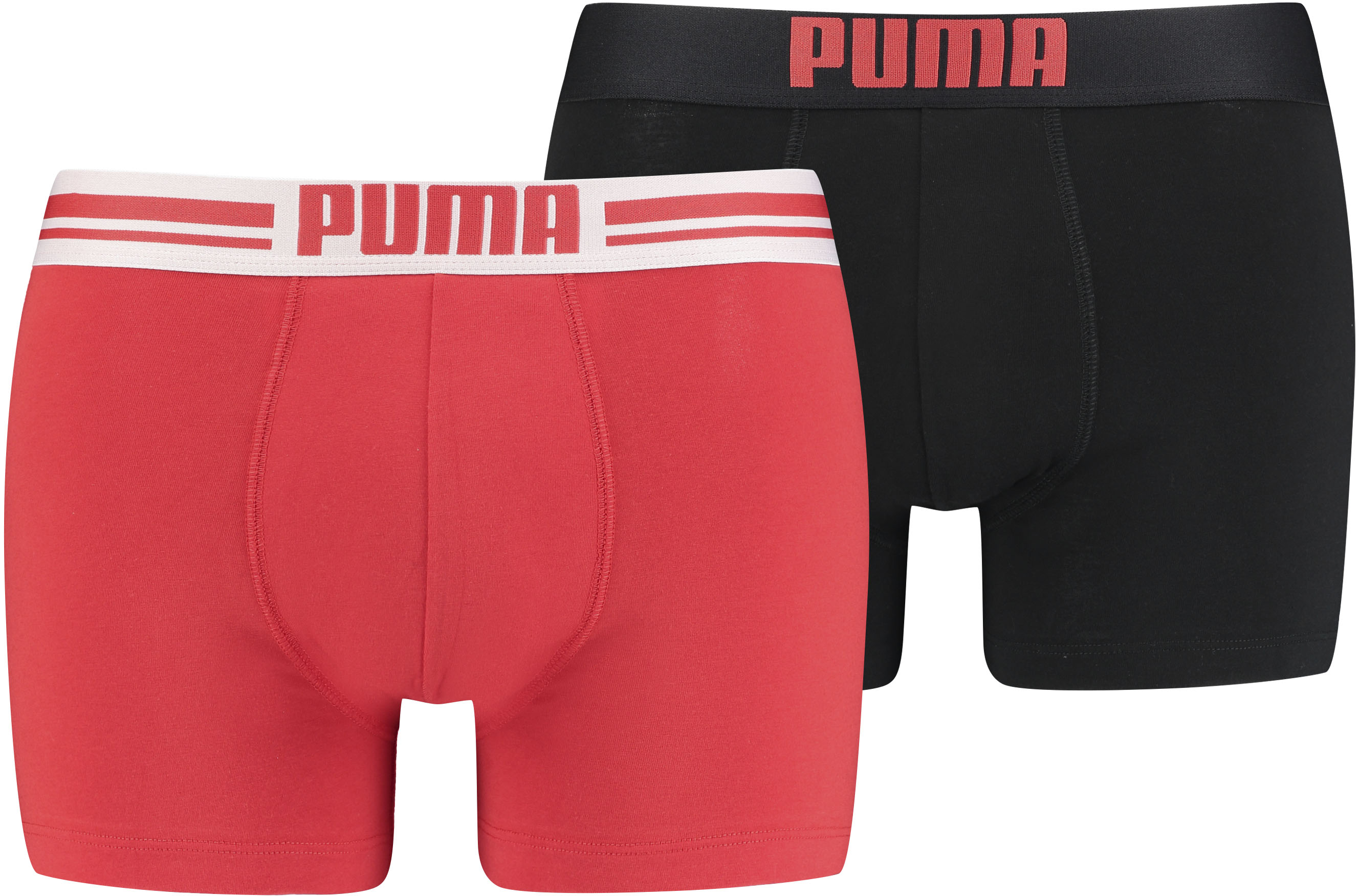 Boxer PUMA, Herren, Gr. XL, rot (rot, schwarz), Jersey, Obermaterial: 95% Baumwolle, 5% Elasthan, unifarben mit Farbeinsatz, normal, Unterhosen, mit Logo-Bund Image