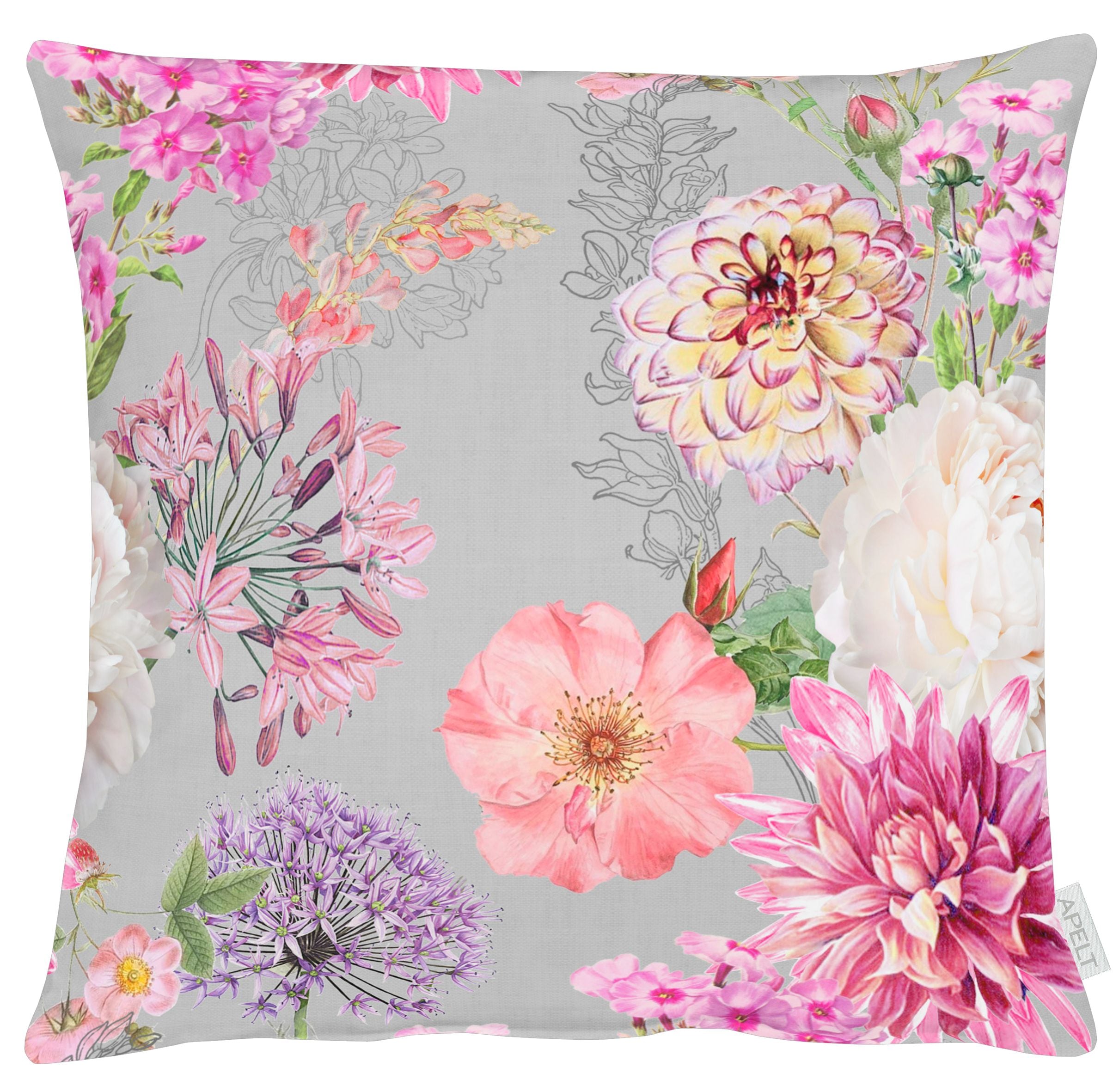 Kissenhülle APELT "6748", grau (grau, rosé), B:49cm L:49cm, Polyester, Obermaterial: 70% Polyester, 30% Baumwolle, Kissenbezüge, Kissenhülle