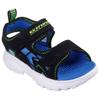 Sandale SKECHERS "RAZOR SPLASH", Kinder, Gr. 26, schwarz (schwarz, blau), Lederimitat, kontrastfarbene Details, sportlich, Schuhe, Sandale mit Klettverschluss, waschbar, Größenschablone zum Download