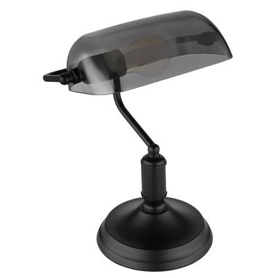GLOBO LIGHTING LED Tischleuchte "ANTIQUE", schwarz matt rauchglas, 1 flammig,, Lampen, Bankerleuchte Bankerlampe Image