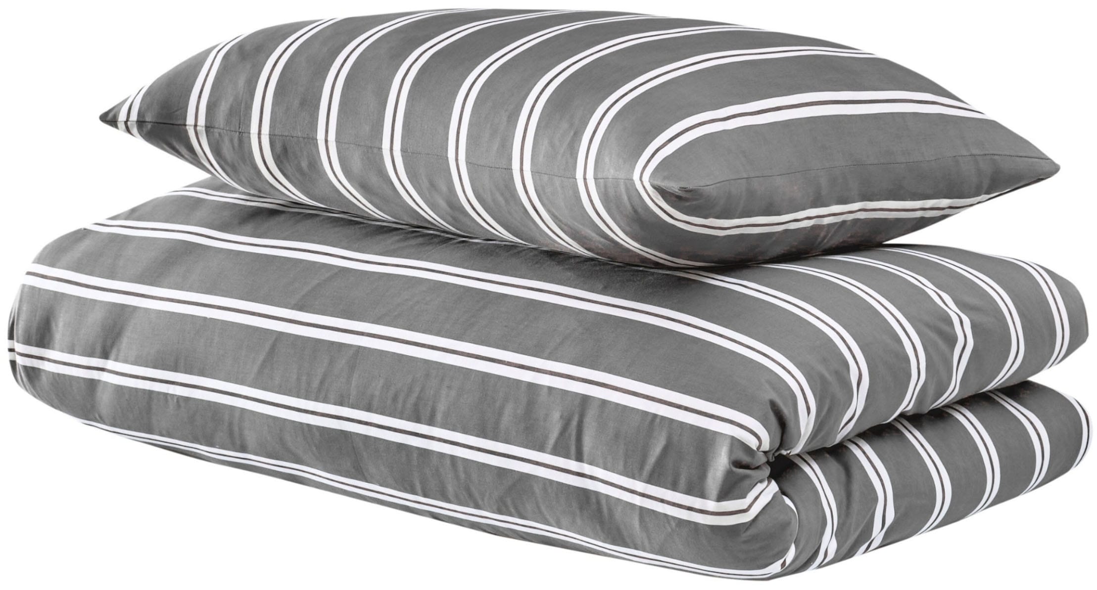 Bettwäsche UNCOVER BY SCHIESSER "Colorado mit Streifen in angesagten Farben, 135x200cm + 80x80cm", grau (dunkelgrau), B/L: 135cm x 200cm, 1 Stk., 1 Stk., Renforcé, B/L: 80cm x 80cm, 2 Stk., Renforcé, Obermaterial: 100% Baumwolle, Bettwäsche,... Image