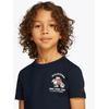 T-Shirt TOMMY HILFIGER "FLAG FUN TEE SS", Jungen, Gr. 10 (140), blau (schwarz night navy), Single Jersey, Obermaterial: 100% Baumwolle, bedruckt, regular fit, Rundhals, Kurzarm abgesteppt, Shirts, mit Grafik-Logo