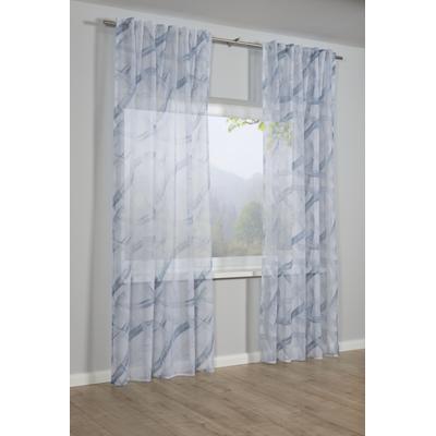 Gardine GARDINIA "Schal mit Gardinenband Dolly Voile mit Druck", blau, B:140cm H:245cm, Obermaterial: 100% Polyester, Gardinen, Stoff Dolly-Voile mit Druck Image