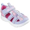 Sandale SKECHERS "FLEX SPLASH DAYLIGHT SHIMMER", Kinder, Gr. 31, bunt (lavendel, rosa), Lederimitat, kontrastfarbene Details, Glitzer, sportlich, Schuhe, Klettschuh mit Glitzer, Größenschablone zum Download