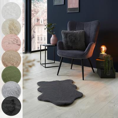 Fellteppich LUXOR LIVING "Novara", grau (grafit), B:55cm H:30mm L:80cm, Kunstfaser, Teppiche, Kunstfell, weiche Kaninchenfell-Haptik, waschbar, auch als 2er Set Image