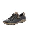 Schnürschuh REMONTE, Damen, Gr. 41, schwarz (schwarz, beige), Leder, unifarben mit Farbeinsatz, sportlich, Schuhe, mit Tex-Ausstattung, Freizeitschuh, Halbschuh, Schnürschuh