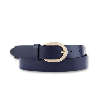 Ledergürtel BERND GÖTZ, Damen, Gr. 95, blau (marine), Rindsleder, unifarben mit Farbeinsatz, casual, Gürtel, mit goldener Schließe Image