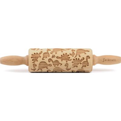 Teigroller FOLKROLL "3D-Motiv-Teigrolle", braun, L:23cm, Buchenholz, Teigroller, Dinosaurier Image