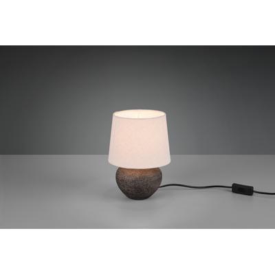 REALITY LEUCHTEN Schreibtischlampe "Lou", braun, Ø 18,0cm H: 25,0cm, Lampen, Nachttischlampe, Tischlampe, Keramik braun, Stoffschirm Beige, Nachttischleuchte Image