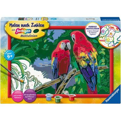 Malen nach Zahlen RAVENSBURGER "Bunte Papageien", bunt, Malvorlagen, KinderB:21cm H:31cm, Made in Europe, B:21cm H:31cm Image