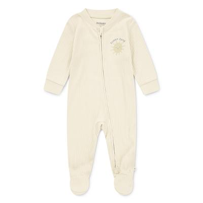 Strampler HUGGIES BABYWEAR, Baby, Gr. 2 (62), N-Gr, marzipan, Obermaterial: 100% Baumwolle, Strukturmuster, casual, regular fit, Langarm Rippbündchen, Overalls, mit Logo Schriftzug Image