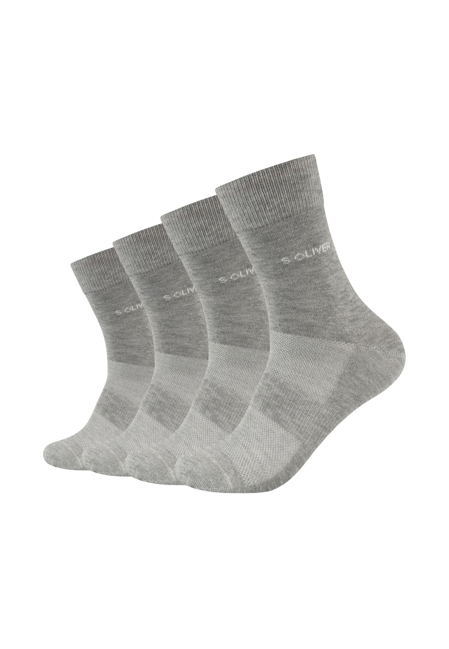 Socken S.OLIVER "Socken 4er Pack", Damen, Gr. 39-42, grau (light grau melange), 82% Viskose, 16% Polyamid, 2% Elasthan, meliert, Socken Socken