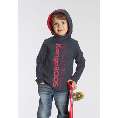 Kapuzenshirt KANGAROOS "Kleine Jungen", Jungen, Gr. 128/134, blau (marine), Obermaterial: 100% Baumwolle, bedruckt, sportlich, Basic, Langarm, Shirts, Langarm, Basic-Passform, bedruckt, aus 100% Baumwolle Image