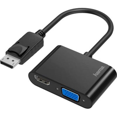 HAMA Video-Adapter "Video-Adapter 2in1 DisplayPort-Stecker - VGA & HDMI™ Bu. Ultra HD4K", schwarz, B:9cm H:2,5cm T:23cm, Adapter Image