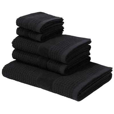Handtuch Set KANGAROOS "Summer, Duschtuch, Handtuch, Gästeücher", schwarz, 5 tlg., Frottier, Frottier, Obermaterial: 100% Baumwolle, Handtuch-Sets, einfarbiges Handtuch-Set aus 100% Baumwolle, Hoch-Tief-Effekt Image