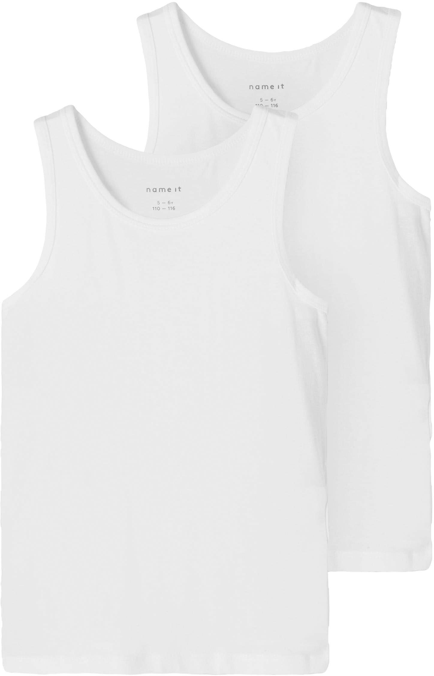 Unterhemd NAME IT "NKMTANK für Jungen mit Rundhals und elastischem Tragekomfort", Baby, Gr. 134/140, weiß (hellweiß), Jersey, Obermaterial: 95% Baumwolle, 5% Elasthan, unifarben, normal, Rundhals, Unterhemden, normal, Jersey, eingefasste Kante,... Image